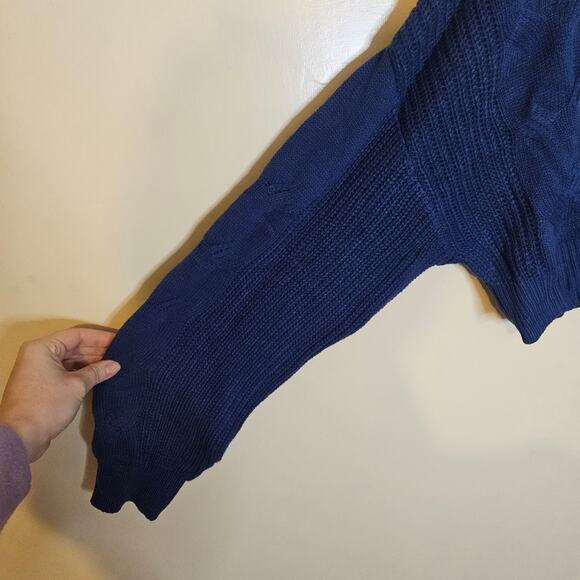Dazy Size Extra Large XL Blue Sweater Crop Top String Hoody Hood - Picture 4 of 9
